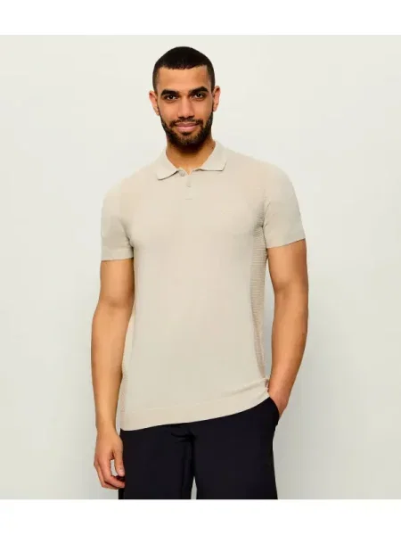 Tricou polo Boss Green bej
