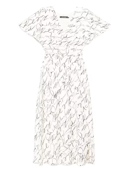 Rochie midi Karl Lagerfeld cu imagine până la genunchi de costum alb