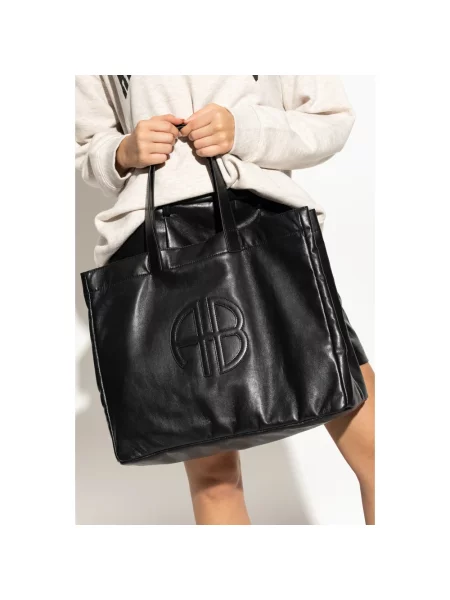 Anine Bing Rio torebka shopper skórzana czarna