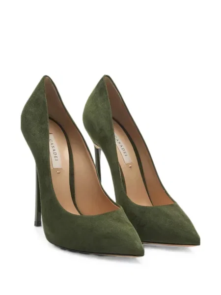 Pantofi cu toc Casadei din piele de căprioară verde
