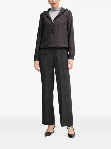 Geacă Mos Mosh cu glugă cu model herringbone maro
