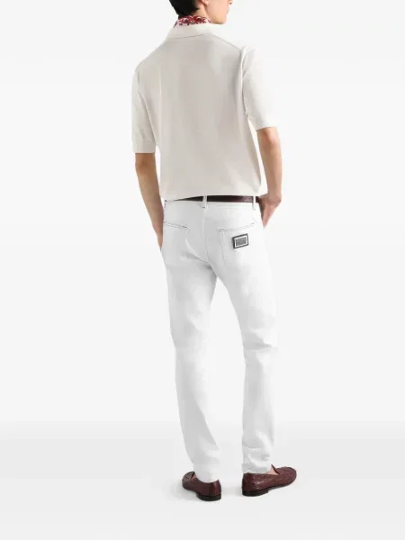 Μεταξωτό polo Dolce & Gabbana λευκό