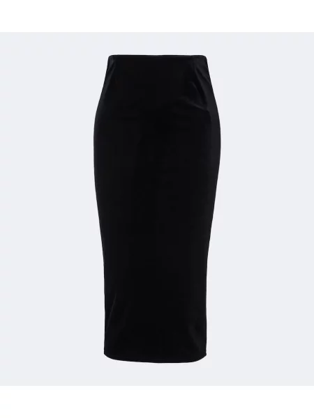 Fustă tip creion Mugler de catifea negru