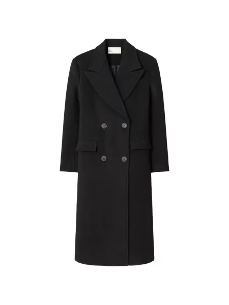 Palton Tory Burch de lână cu două rânduri de nasturi negru