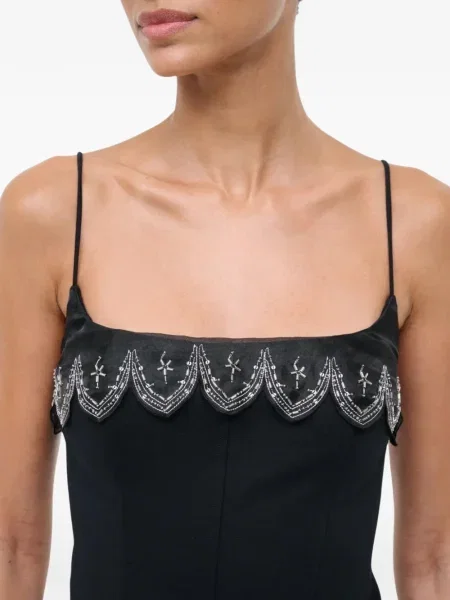 Rochie mini Staud cu mărgele de costum negru