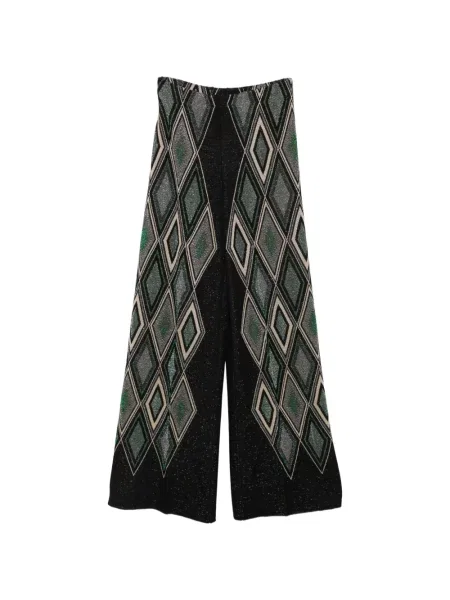 Pantaloni palazzo Circus Hotel cu model argyle negru