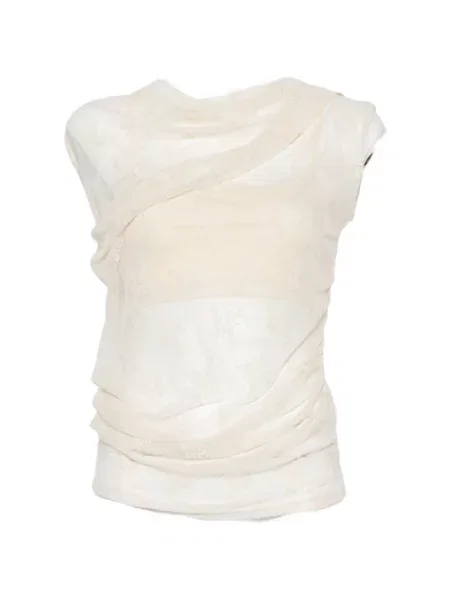 Top Imperial cu model floral din dantelă drapat