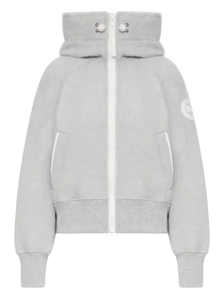 Geacă Canada Goose de lână cu glugă gri