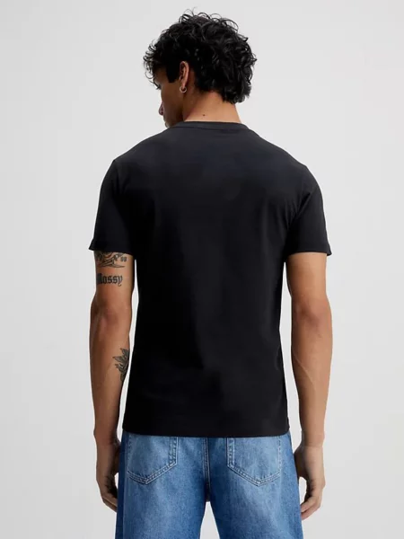 Pruhované priehľadné tričko Calvin Klein Jeans čierna