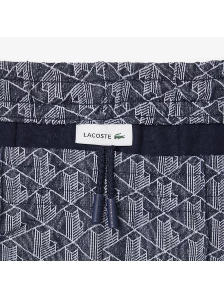 Lacoste Rozkloszowane Spodnie Dresowe Z Monogramem granatowe