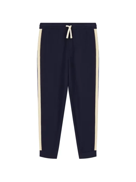 Pantaloni Armani Exchange cu dungi alergare albastru