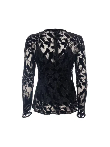 Haftowana bluzka Max Mara Studio tiulowa czarna