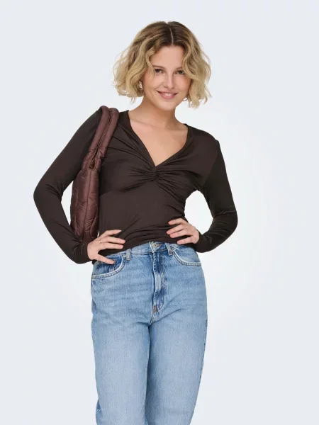 ONLY Tricou ONLLONE ciocolatiu