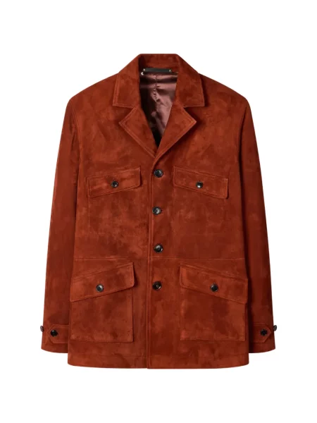 Geacă Paul Smith din piele de căprioară roșu