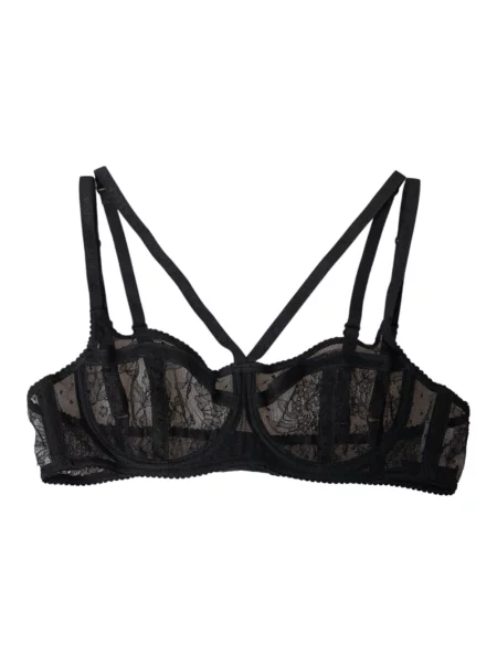 Biustonosz balkonetka Dolce And Gabbana z nadrukiem czarna