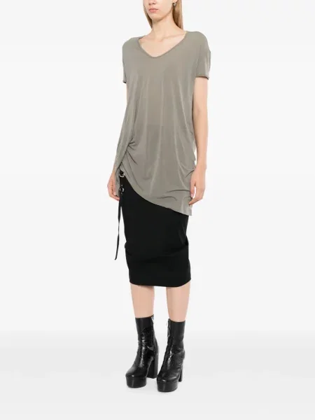 Μπλούζα Rick Owens με λαιμόκοψη v ντραπέ γκρι