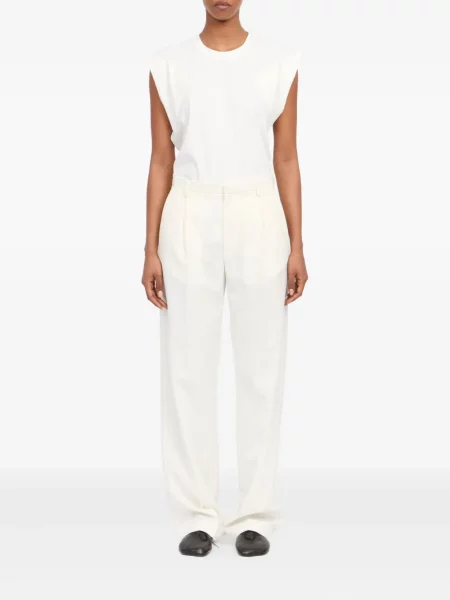 Pantaloni Mm6 Maison Margiela plisate alb