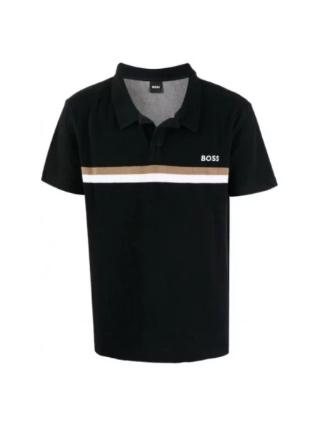 Koszulka polo Hugo Boss frotte czarna