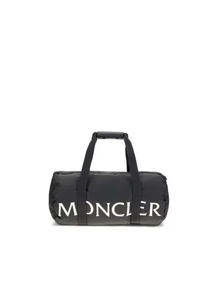 Torba Moncler skórzana z logo wodoszczelna czarna