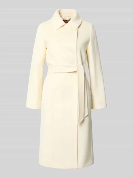 Płaszcz o kroju regular fit z czystej żywej wełny model ‘BCOLLAG’ Max Mara Studio biały