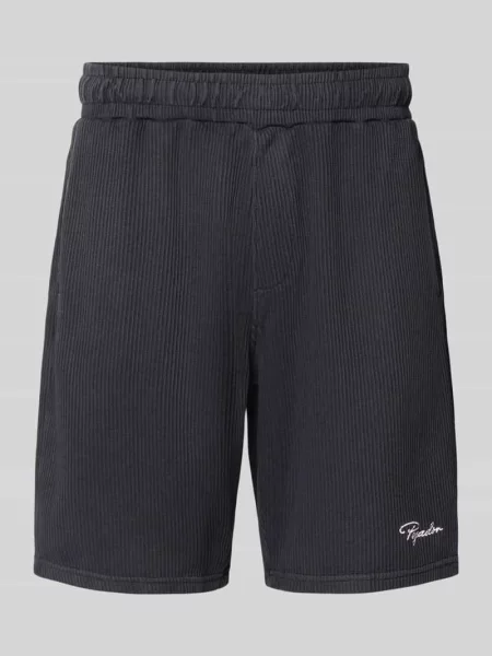 Szorty o kroju relaxed fit z efektem prążkowania model ‘SIGNAR’ Pegador czarne