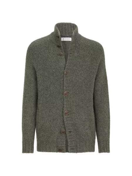 Cardigan Brunello Cucinelli de mătase verde
