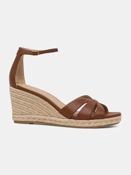 Шкіряні еспадрилі Lauren Ralph Lauren Nellie на танкетці коричневий