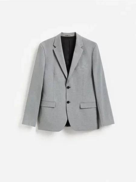 Reserved Sacou slim fit cu vâscoză gri-închis gri