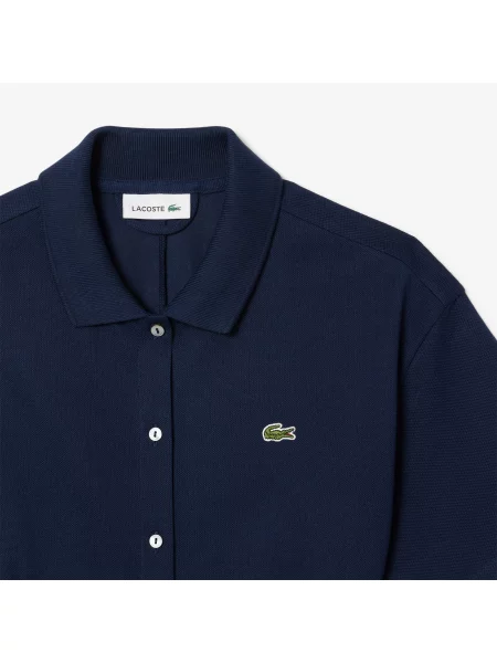 Lacoste Sukienka Z Kołnierzykiem Polo Z Krótkim Rękawem Flare Fit granatowa