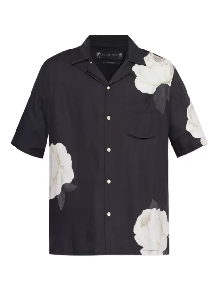 Cămașă Allsaints cu model floral cu imagine negru