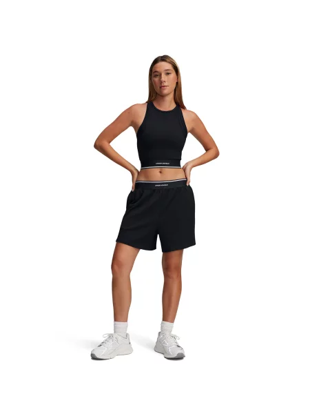 Къс панталон за трениране Under Armour Meridian черно с принт с висока талия бяло