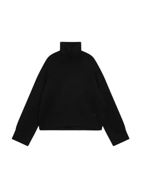 Lniany sweter z golfem Loulou De Saison czarny