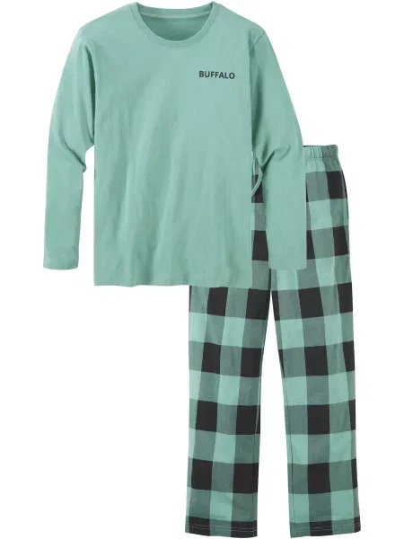 BUFFALO Pijamale verde mentă negru