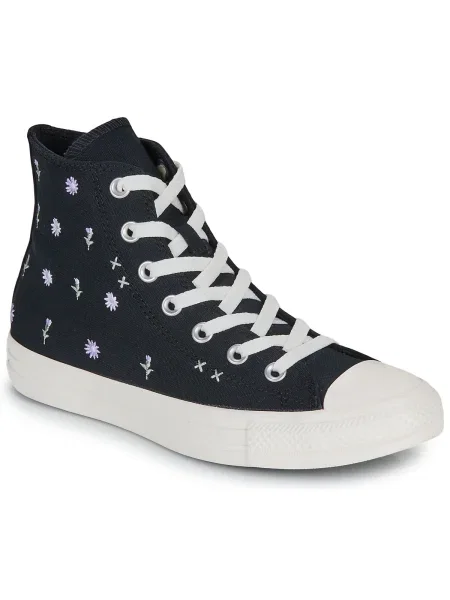 Pantofi Converse cu broderie cu model floral negru