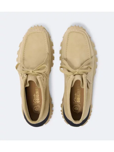 Sneakerși Moncler Trailgrip din piele de căprioară bej