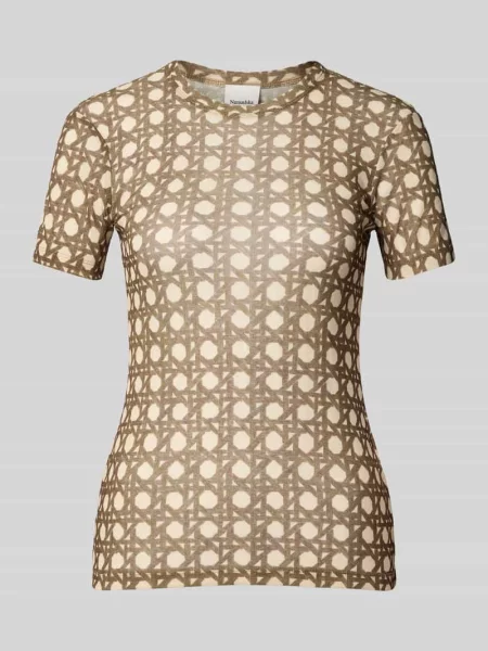 T-shirt o kroju slim fit z okrągłym dekoltem Nanushka beżowa