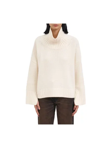 Lniany sweter z golfem Soft Goat biały