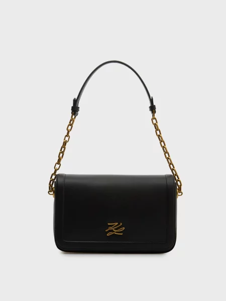 Шкіряна сумка Karl Lagerfeld K/Autograph з автографом чорна