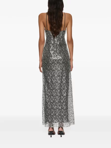 Rochie maxi Christopher Esber din dantelă gri