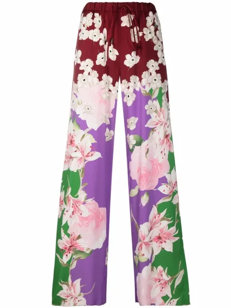 Pantaloni Valentino Garavani cu model floral cu imagine roșu