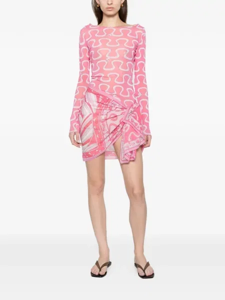 Top Pucci cu imagine din tul roz