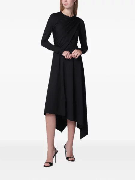 Rochie Victoria Beckham cu volane asimetrică negru