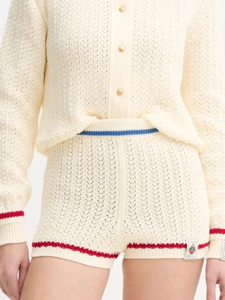 Bally pantaloni scurți din femei uni high waist bej