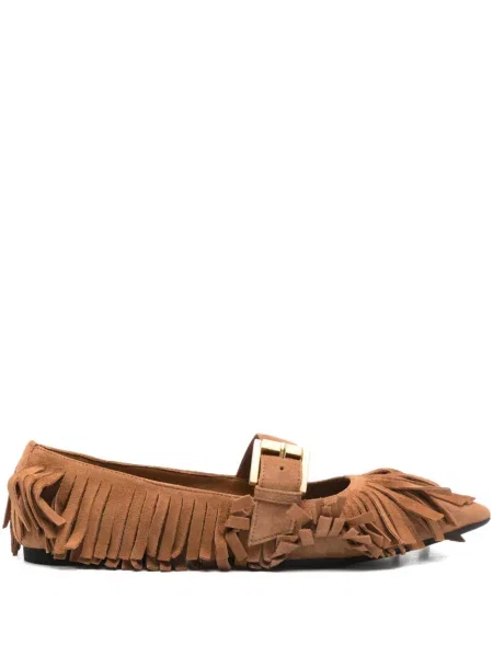 Baleríny Nº21 s třásněmi s přezkou hnědé