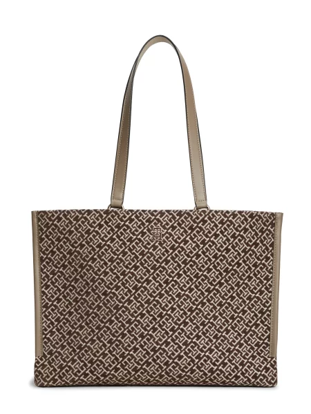 Geantă Tommy Hilfiger Th Jacquard Tote maro