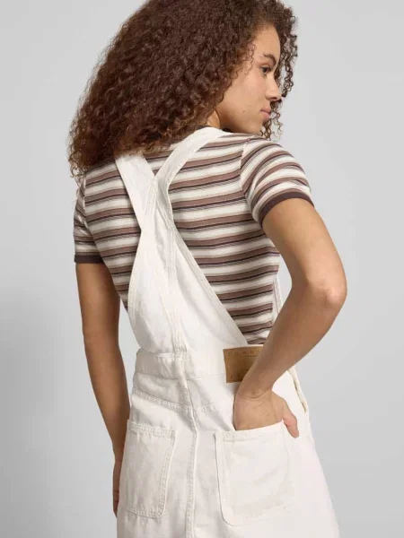 Tommy Jeans Sukienka jeansowa Logo Pocket Dungaree biały