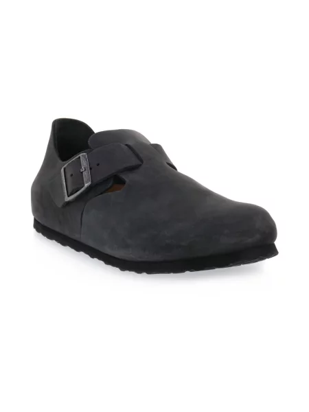 Birkenstock London Suede Leather Regular Fit Unisex Sandały Birkenstock Size: 8 czarny
