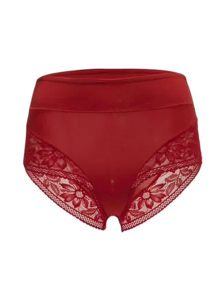 Slipy Wolford z wysoką talią koronkowe czerwone