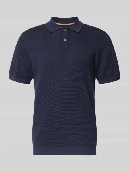 Koszulka polo o kroju slim fit z fakturowanym wzorem Christian Berg Men granatowe