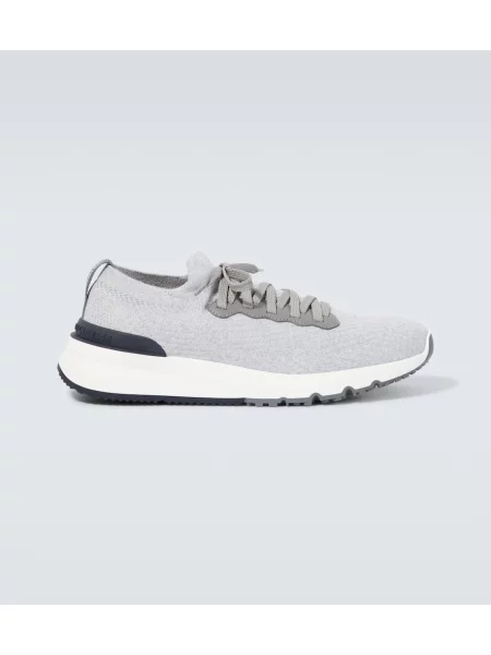 Sneakerși Brunello Cucinelli din piele gri